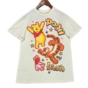 Disney Winnie the Pooh Friends Graphic T-Shirt Women S Cream Airbrush Cute